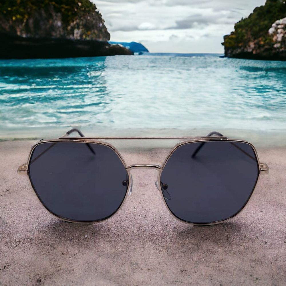 Gold Wire Geometric Fashion Sunglasses